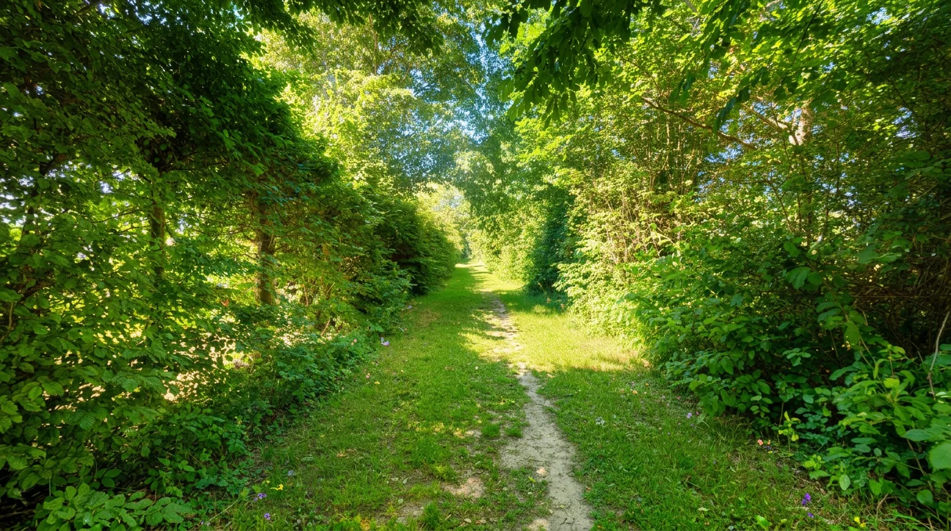 Hundeweg auf dem Lægårdens Camping — grüner Weg für Spaziergänge mit Hund auf Seeland